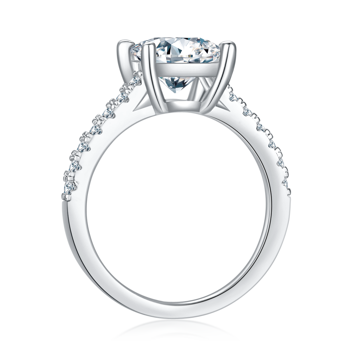Micro inlaid square S925 silver plated white gold moissanite diamond women's ring 2.0 carats D-grade